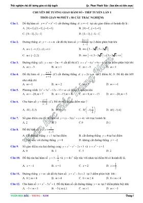 Bài tập trắc nghiệm chủ đề Tương giao và tiếp tuyến - Phan Phước Bảo